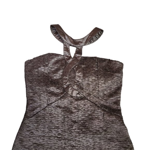 Romeo & Juliet Couture Bodycon Brown Cut Out Halter Backless Dress Size M - Picture 3 of 9